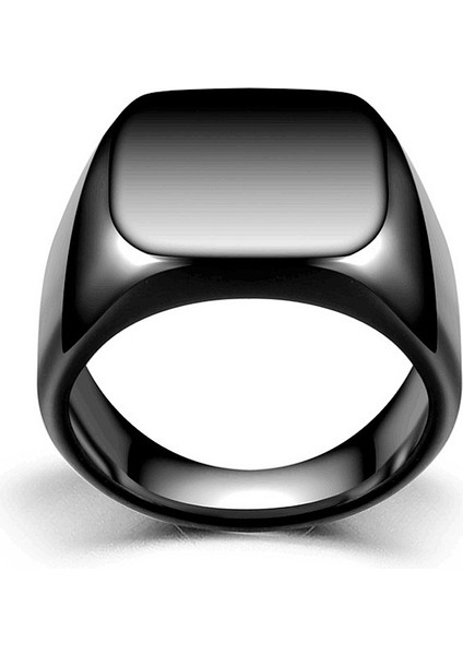 Siyah Renk Isme Özel Yazılı 316L Kalite Paslanmaz Çelik Erkek Yüzük - 25 Ölçü