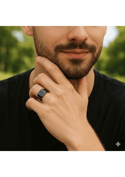 Siyah Renk Isme Özel Yazılı 316L Kalite Paslanmaz Çelik Erkek Yüzük - 25 Ölçü fırsatları