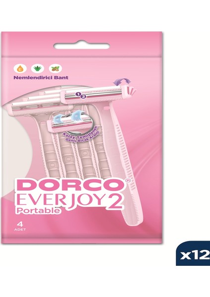 Everjoy2 Kadın Çift Bıçak 4'lü Poşet 12 Paket