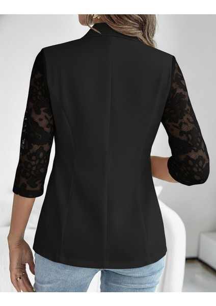 Kadın Uzun Kollu Truvakar Kol Önden Düğmeli Cepli Dantelli Atlas Ceket fiyatları