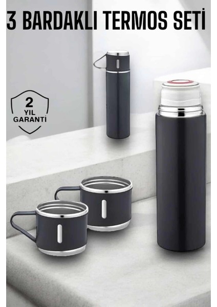 Bfs Paslanmaz Çelik 3’lü Termos Seti Vakumlu ve 8 Saat Isı Koruma