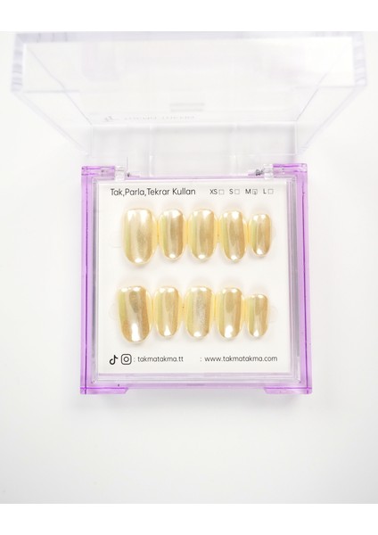 15'li Sarı Kısa Oval KOV1550 Tekrar Kullanılabilir El Yapımı Protez Takma Tırnak - Sarı-L modelleri