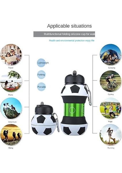 Top Şekilli Spor Temalı Katlanabilir Silikon Matara - Suluk-Spor ve Günlük Kullanım Için Şık Tasarım fiyatları