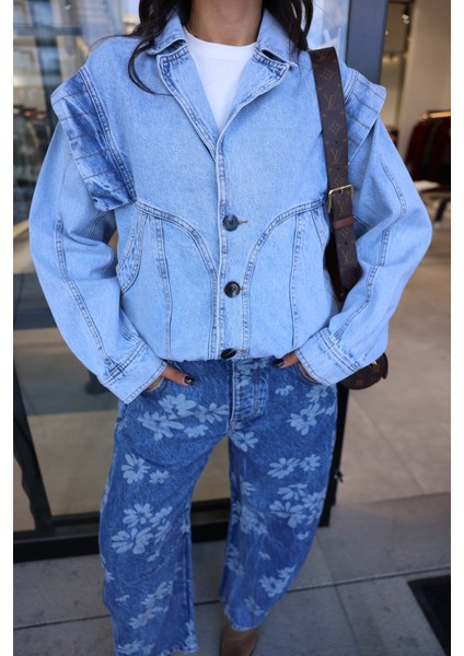 Kolları Fermuarlı Vintage Denim Ceket modelleri