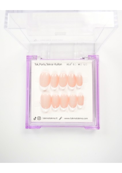 15'li Ten Rengi Kısa Oval KOVK1538FK Tekrar Kullanılabilir El Yapımı Protez Takma Tırnak - Ten Rengi-L modelleri