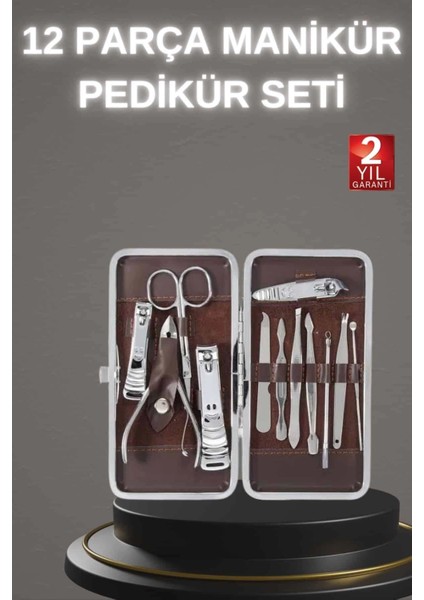 Bfs 12 Parça Paslanmaz Çelik Kompakt ve Taşınabilir Manikür Makası Tırnak Makası