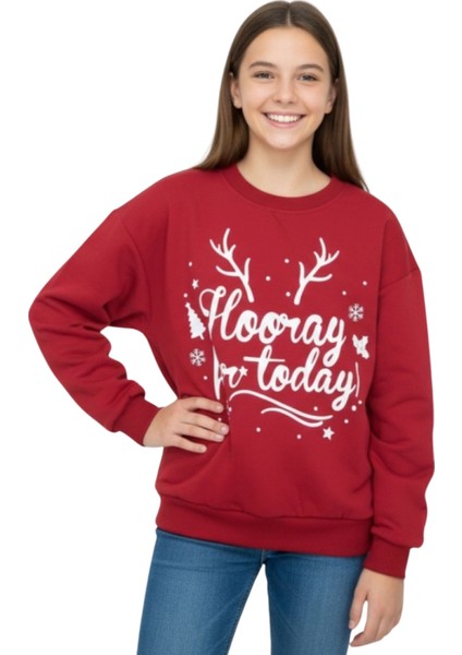 Kız Çocuk Sweatshirt 2 Iplik Şardonlu Noellik