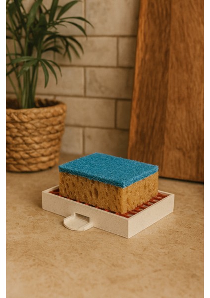 Mutfak Süngerliği Süzgeçli Süngerlik Su Tahliyeli Süngerlik Kırmızı 3D Baskı 12X9 cm