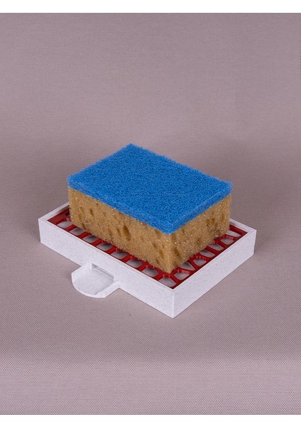 Mutfak Süngerliği Süzgeçli Süngerlik Su Tahliyeli Süngerlik Kırmızı 3D Baskı 12X9 cm fırsatları
