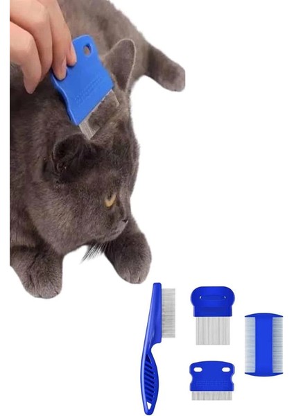 Bfs 4'lü Bit Pire Tarağı Set Kedi Köpek Evcil Hayvan Tüy Toplayıcı Mavi indirimleri