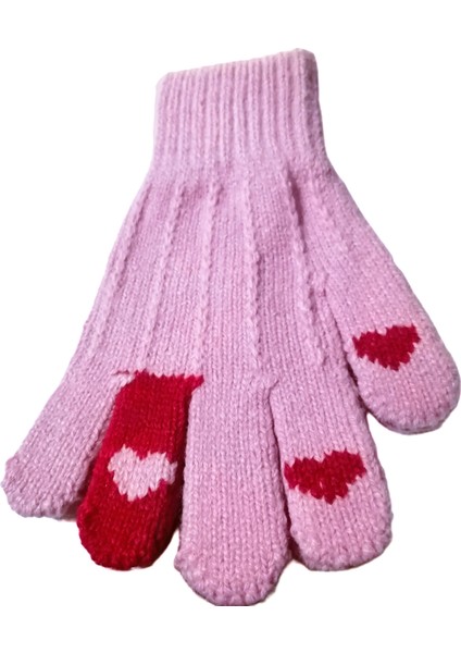 Kız Çocuk Örme Eldiven Pembe Kalp Desenli 6-12 Yaş indirimleri