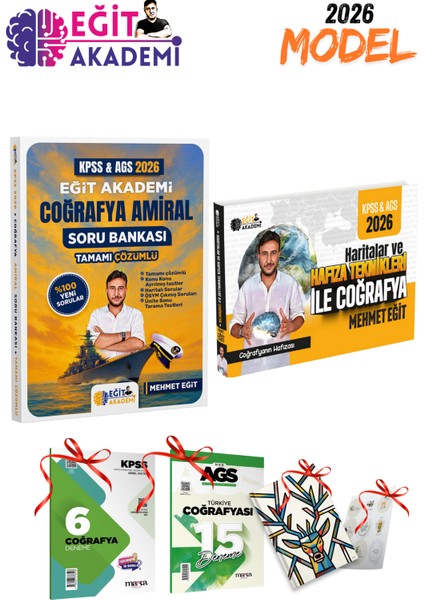 2026 Kpss / Ags Mehmet Eğit Amiral Coğrafya Soru Bankası - Hafıza Teknikleri Ile Coğrafya 2li Set