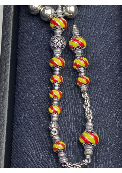 Mineli Taraftar Tesbih 925 Ayar Gümüş 55 Gram 32 cm modelleri