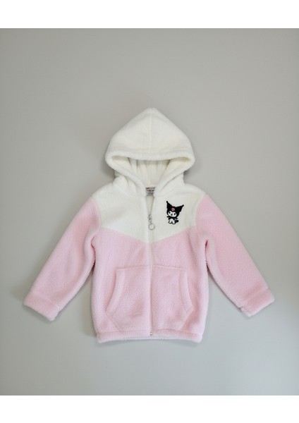 Kuromi Nakışlı Çift Renk Pelüş Kapüşonlu Kız Çocuk Hırka fiyatları
