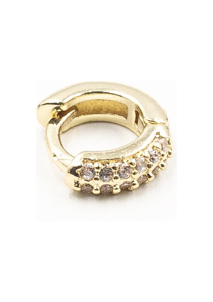Zirkon Taşlı Şık Halka Tragus Piercing – Gold | Hipoalerjenik, Dayanıklı