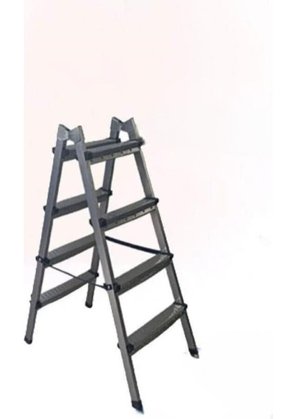4+4 Çift Taraflı Katlanır Sac Merdiven – Dayanıklı Çelik Gövde, Kaymaz Basamaklı, Ev ve Iş Kullanımına Uygun
