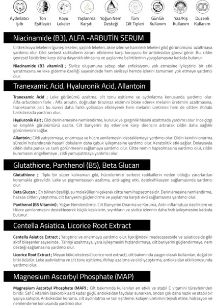 Leke Karşıtı & Cilt Tonu Eşitleyen Aydınlatıcı & Cilt Parlatıcı Serum 50 ml fiyatları