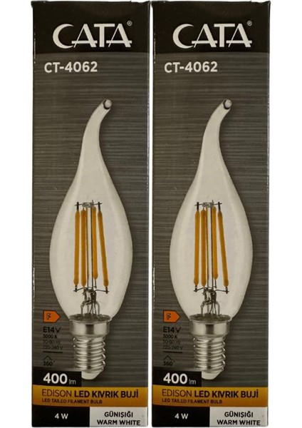 4W LED Kıvrık Mum Buji Ampul CT-4062 Gün Işığı – 5’li Paket