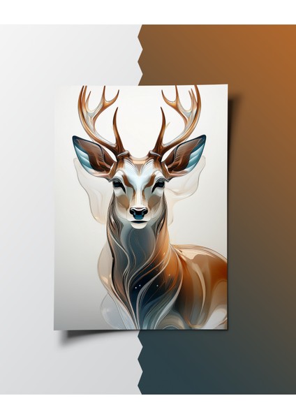 Çerçevesiz Poster | Yüksek Çözünürlüklü Dijital Geyik Portresi Posteri, Dijital Sanat,minimal, Soyut, Hayvan Posteri fiyatları