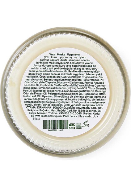 Doğal Saç Şekillendirici ve Onarıcı Wax Maske - 50 M indirimleri