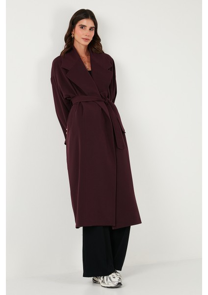 Oversize Fit Kruvaze Yaka Kuşaklı Astarlıtrençkot Bayan Trençkot 6839617 fiyatları