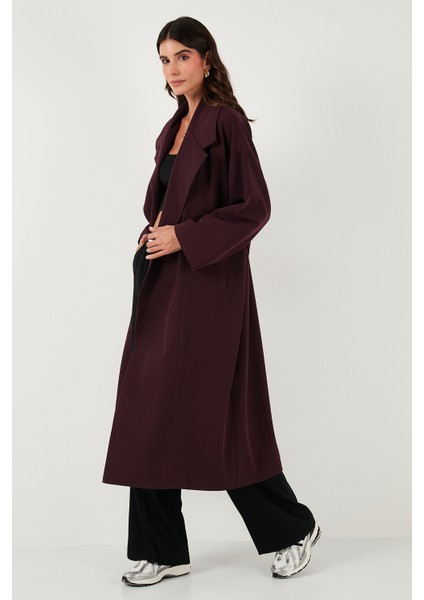 Oversize Fit Kruvaze Yaka Kuşaklı Astarlıtrençkot Bayan Trençkot 6839617