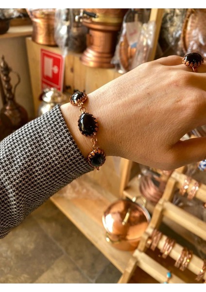 Siyah Taşlı Bakır Bileklik fiyatları