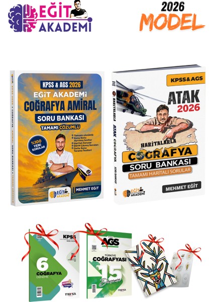 2026 Kpss / Ags Mehmet Eğit Amiral Coğrafya Soru Bankası - Atak Coğrafya Soru Bankası Seti