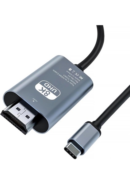 HDMI Çevirici USB C 8k 60Hz, 200CM USB C HDMI Adaptör Tip C Uyumlu Thunderbolt Type-C To HDMI 2 Metre Kablo Uzunluğu ZR1120
