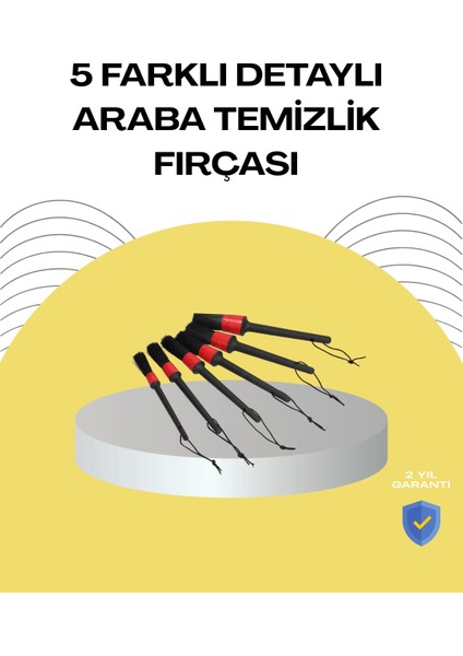 Bfs 5 Boy Fırçalı Araba Temizlik Seti-Derin Temizlik Sağlayan Yumuşak Fırçalar