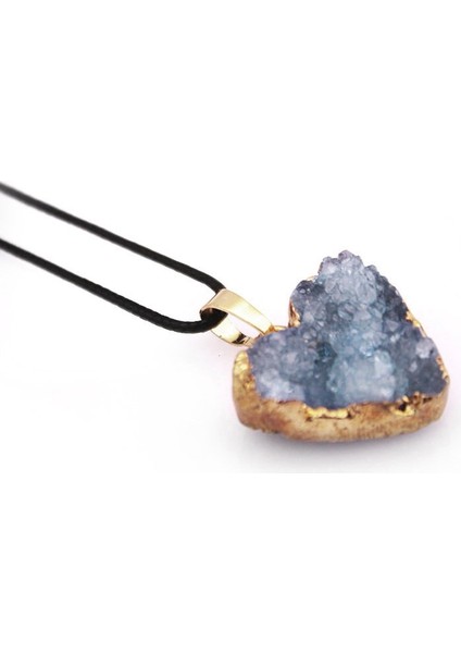 Mavi Kristal Mineral Doğaltaş Kalp Tasarım Bayan Kolye