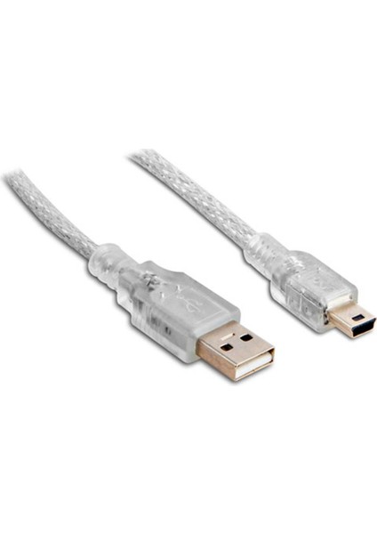 USB 2.0 3 Metre Şeffaf USB Am/mini 5pin Kablo