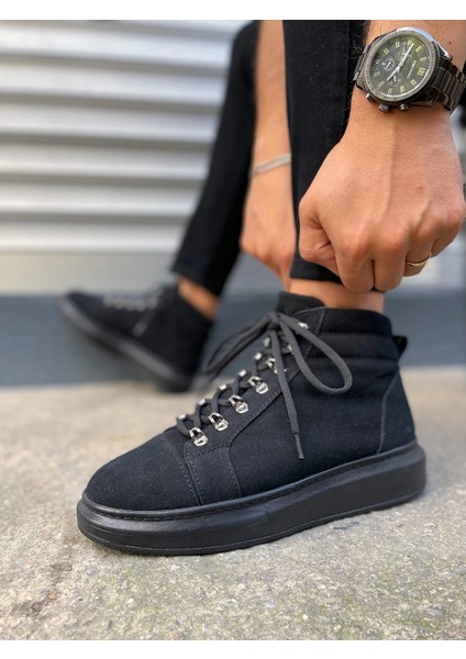 JY206 Ottawa Bağcıklı Ortopedik Taban Süet Erkek Spor Bot Sst - Siyah modelleri