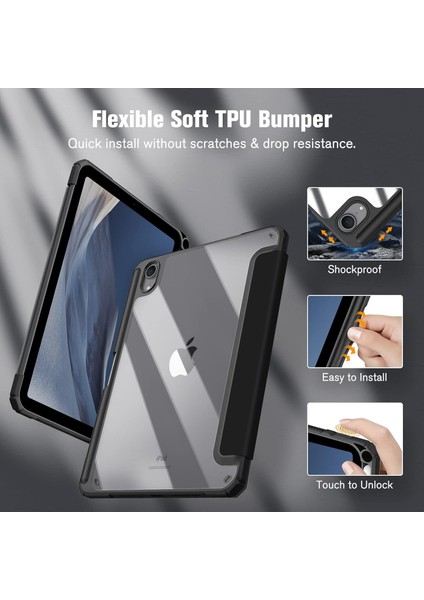 iPad Mini 7 (A17 Pro, 7. Nesil) 2024 / iPad Mini 6 (6. Nesil) 8,3 Inç Sert Şeffaf Kılıf Darbeye Dayanıklı Kalem Tutuculu Tablet Kılıfı (Yurt Dışından) fiyatları