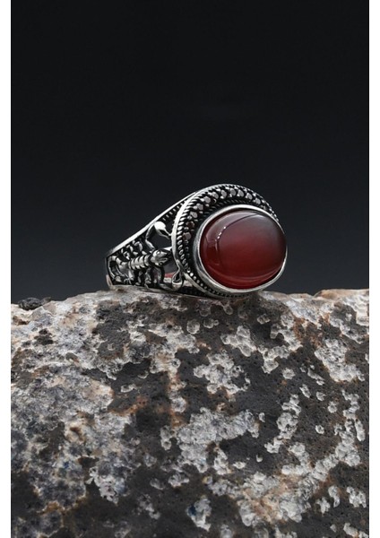 Akik Taşlı Akrep Figürlü 925 Ayar Gümüş Yüzük 902362 modelleri