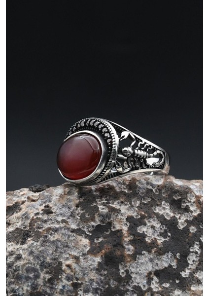 Akik Taşlı Akrep Figürlü 925 Ayar Gümüş Yüzük 902362 indirimleri