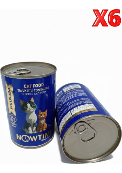 Tavuk Etli ve Ton Balıklı Natural Konserve Yetişkin Kedi Maması 6 Adet