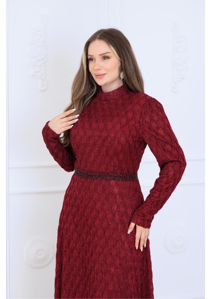 Lina Abiye Elbise Bordo ELB80 modelleri