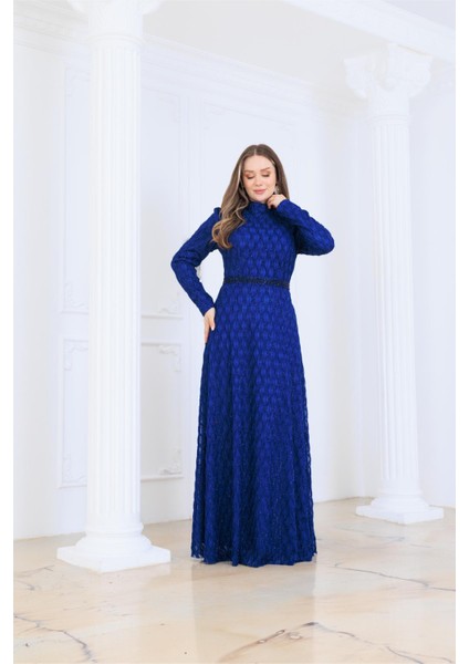 Lina Abiye Elbise İndigo ELB80