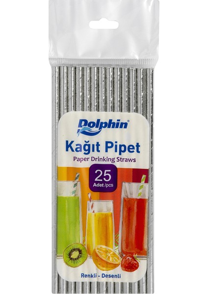 Metalize Gold&silver Kağıt Pipet 25'li