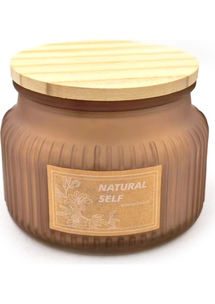 Ahşap Kapaklı Cam Mum 180 G 4 Adet