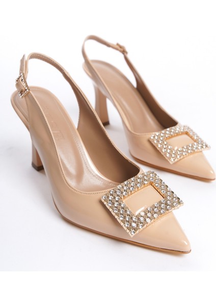 Siyah Rugan Taşlı Toka Detaylı Yüksek Topuklu Kadın Ayakkabı & Abiye Ayakkabı