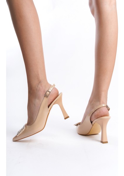 Siyah Rugan Taşlı Toka Detaylı Yüksek Topuklu Kadın Ayakkabı & Abiye Ayakkabı