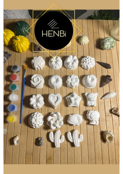 18 Adet L M Boy Çiçek Taş Boyama Seti Anne ve Çocuk Etkinliği Taş Boyama El Becerisi Etkinliği