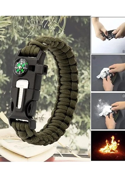 Paracord Outdoor Acil Durum Hayatta Kalma Bilekliği 5 In 1 Survival Bileklik fiyatları