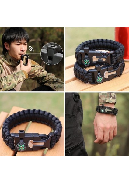 Paracord Outdoor Acil Durum Hayatta Kalma Bilekliği 5 In 1 Survival Bileklik fırsatları