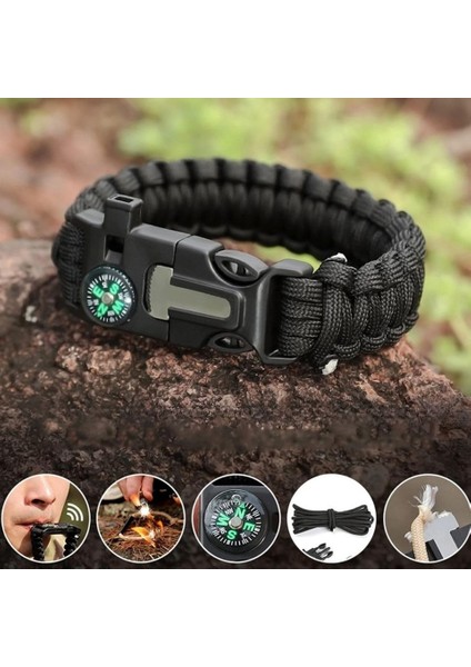 Paracord Outdoor Acil Durum Hayatta Kalma Bilekliği 5 In 1 Survival Bileklik