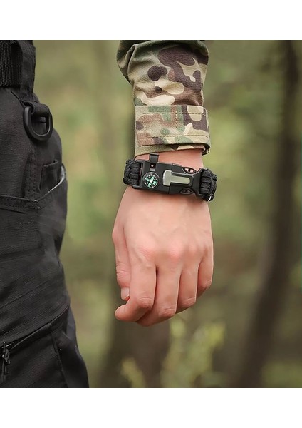 Paracord Outdoor Acil Durum Hayatta Kalma Bilekliği 5 In 1 Survival Bileklik