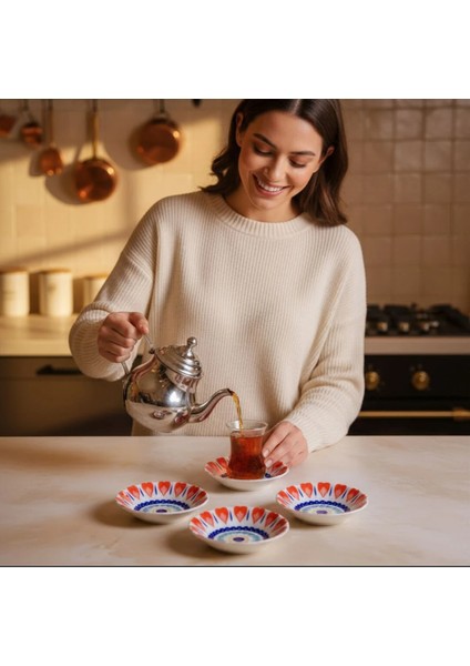 Porselen Acem 6'lı Çay Tabağı Seti Mix 3232 modelleri