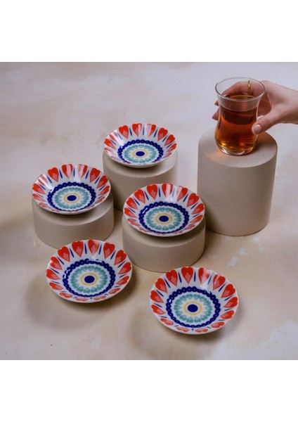 Porselen Acem 6'lı Çay Tabağı Seti Mix 3232 fırsatları